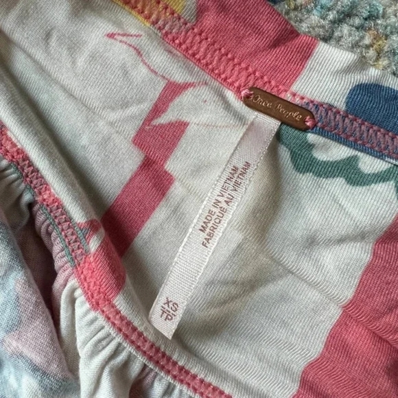 Free People Colorful Floral Flare Sleeve Cropped Wrap Top w/ Front Tie - Picture 3 of 3